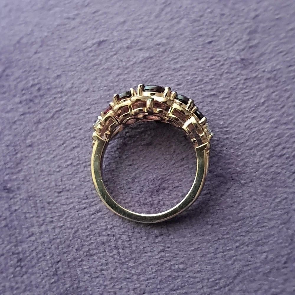 Tanzanian Wine Garnet and White Zircon Ring.